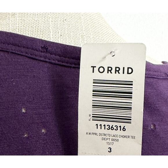 TORRID Deconstructed Holey Choker Neck Lace Tee Top 3 3X Whimsigoth Sexy NWT - Picture 3 of 3